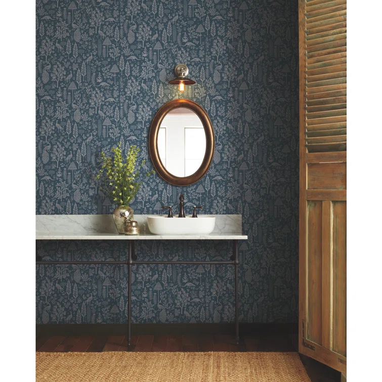 Menagerie Toile 27" L x 27" W Smooth Wallpaper Roll