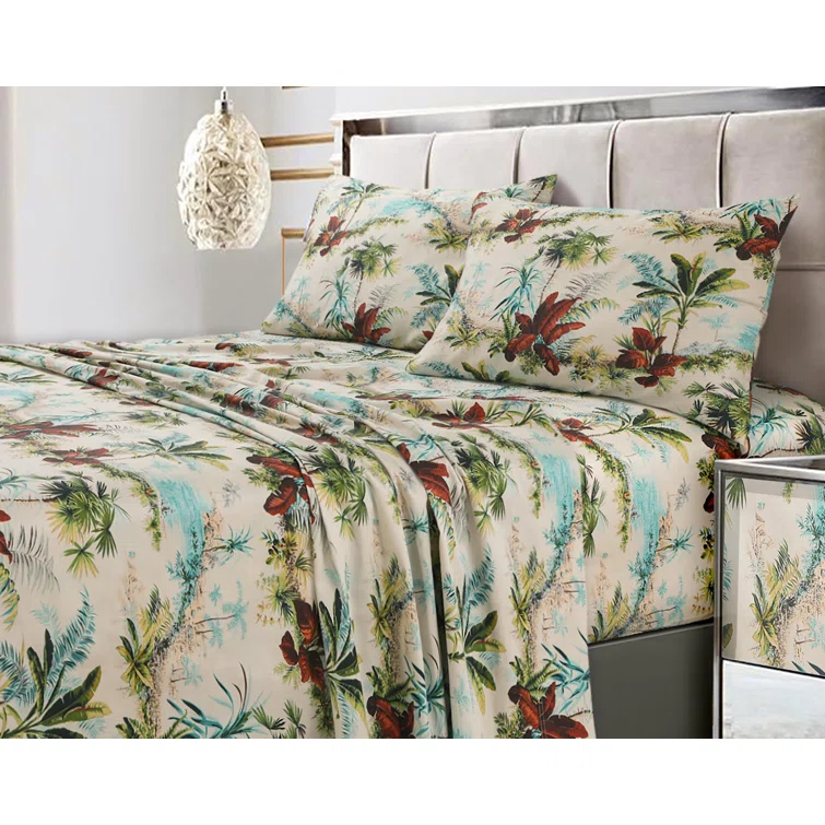 Tribeca Living Tribeca Living Printed 300 Thread Count Sheets 100% Cotton Floral Sheet Set