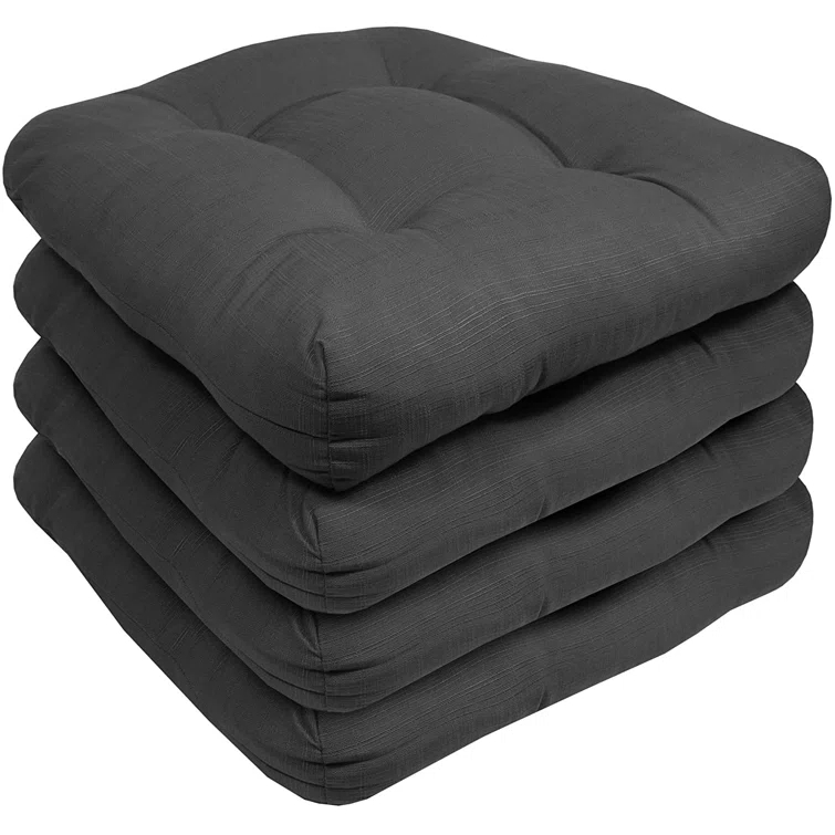 Premium Patio Tufted Outdoor Solid Chair Cushions, 19" x 19"