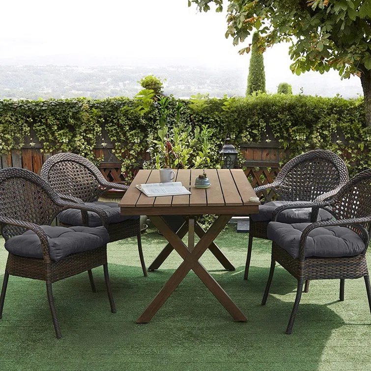 Premium Patio Tufted Outdoor Solid Chair Cushions, 19" x 19"
