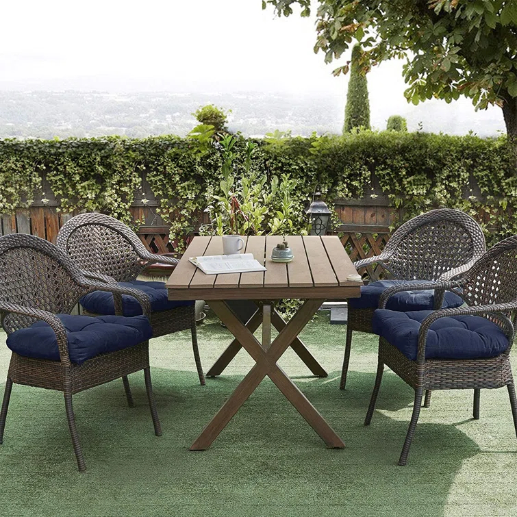Premium Patio Tufted Outdoor Solid Chair Cushions, 19" x 19"