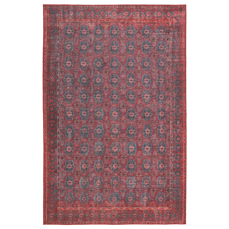 Kate Lester + Jaipur Living Machine Washable Kalinar Power Loom Performance Dark Red/Blue Rug
