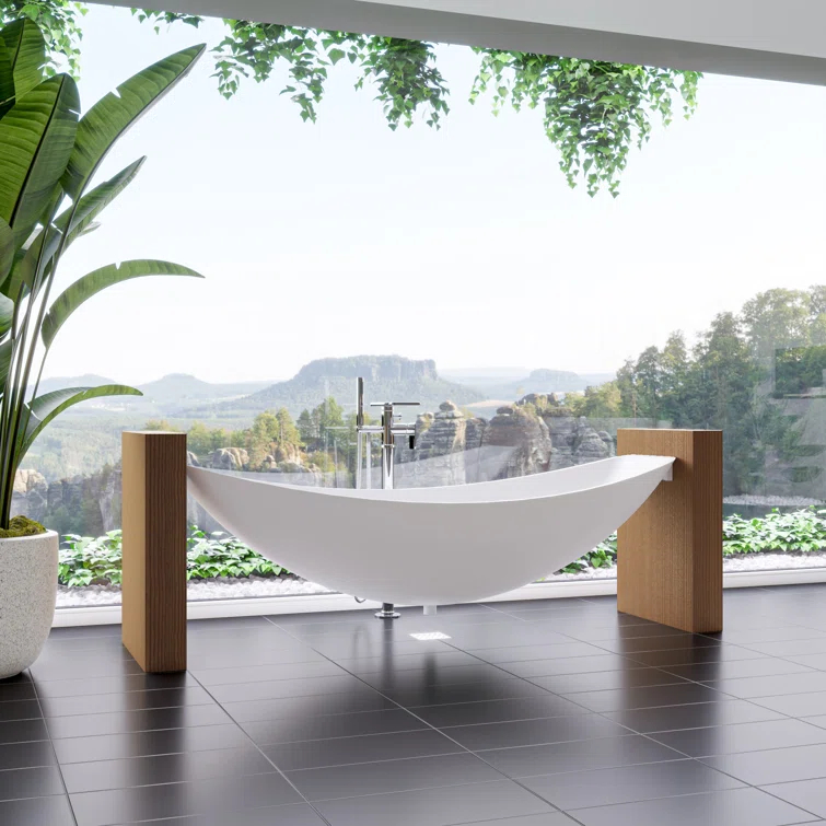 Alfi Brand HammockTub1-WM 78.75'' x 78.75'' Freestanding Soaking Acrylic Bathtub