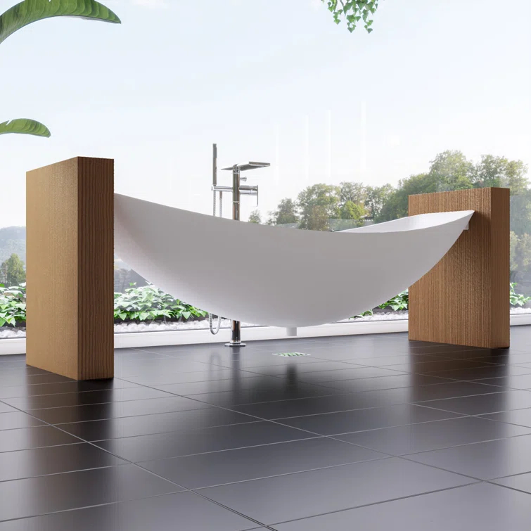Alfi Brand HammockTub1-WM 78.75'' x 78.75'' Freestanding Soaking Acrylic Bathtub