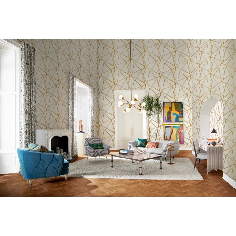Ziegfeld 32'' Black Linen and Gold-Tone Modern Armchair