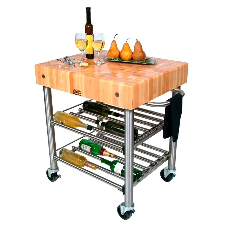 Cucina D'Amico Prep Table with Butcher Block Top