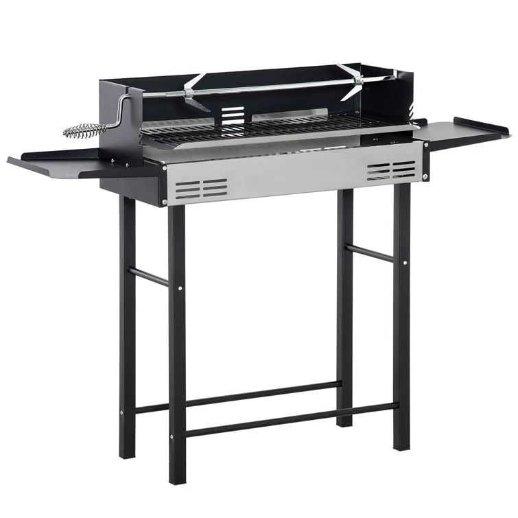 BBQ Rotisserie Grill Roaster, Charcoal Split Roaster for Chicken, Turkey with 3-Level Grill Grate
