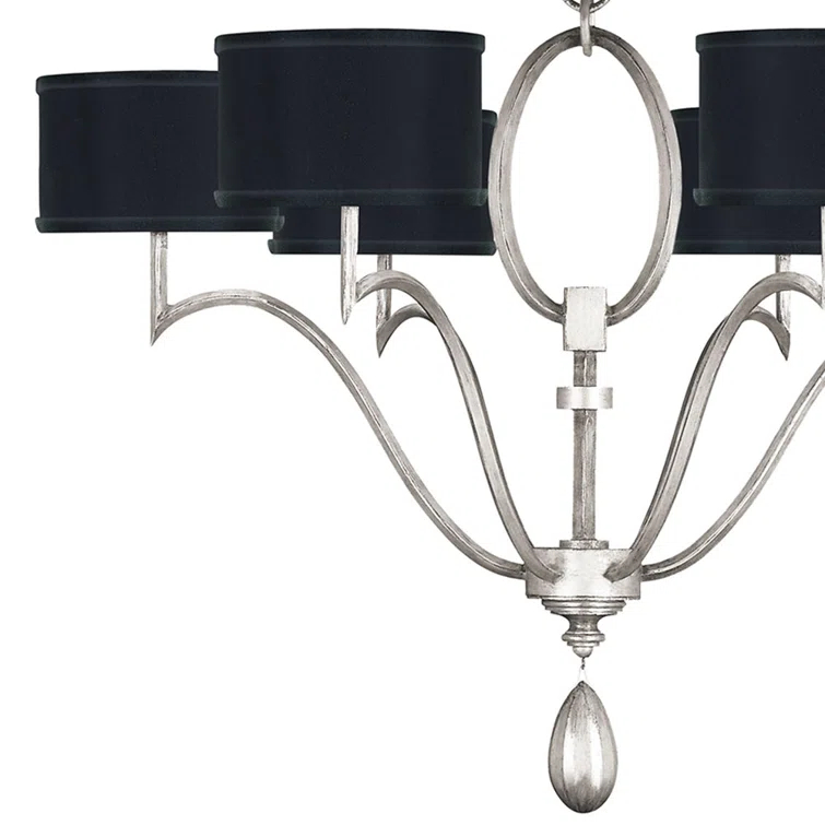 Allegretto 39" Black and Silver Leaf Drum Chandelier