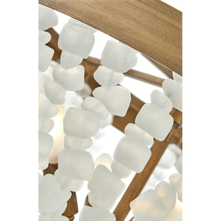 Dune Four-Light Hand-Strung Sea Glass Semi-Flush Mount Ceiling Light