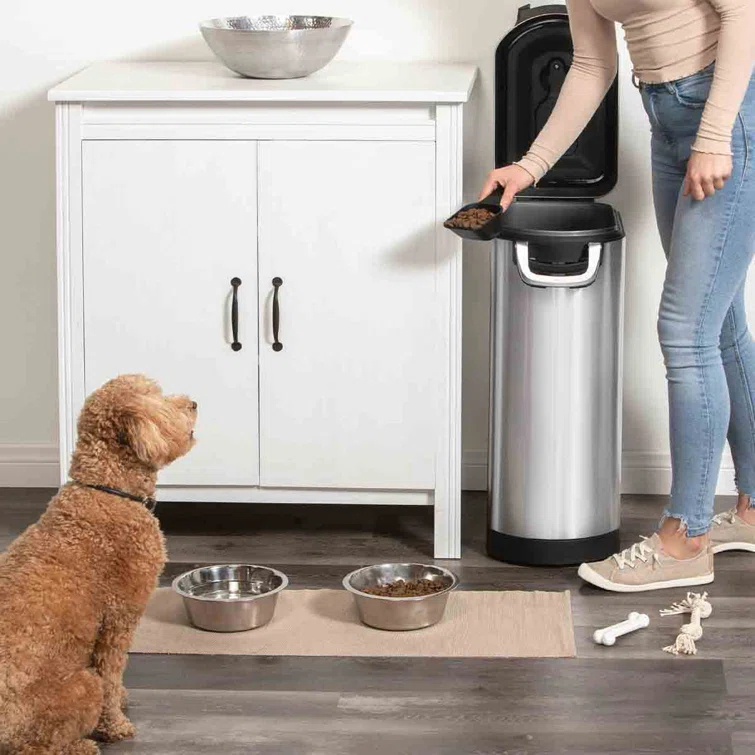 simplehuman Pet Food Storage Container Stainless Steel for Dog Food, Cat Food, and Bird Feed
