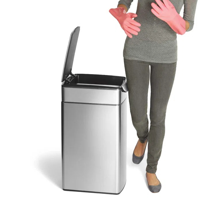 simplehuman 40 Liter / 10.6 Gallon Slim Touch-Bar Kitchen Trash Can, Brushed Stainless Steel