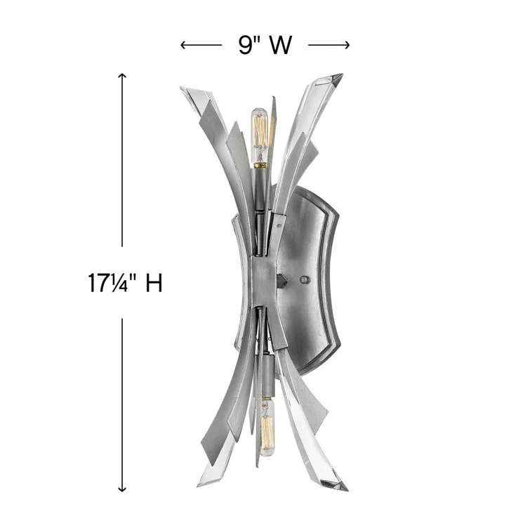 Vida 17.25" Two-Light Modern Wall Sconce w/ Crystal Accents