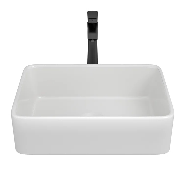 Mocoloo 19" L x 15''W Ceramic Bathroom Sink Rectangular Vessel Sink with Faucet