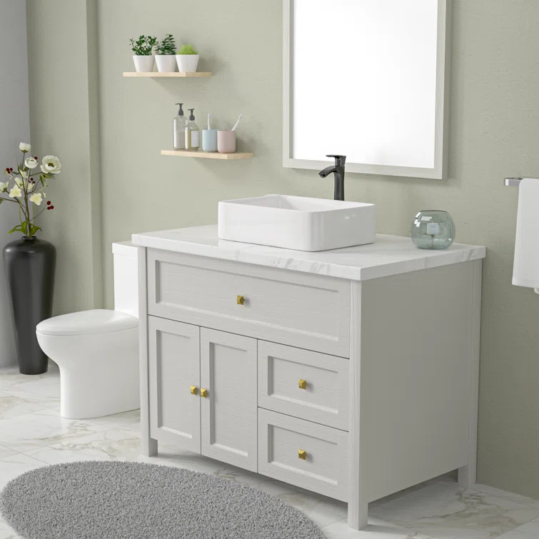 Mocoloo 19" L x 15''W Ceramic Bathroom Sink Rectangular Vessel Sink with Faucet