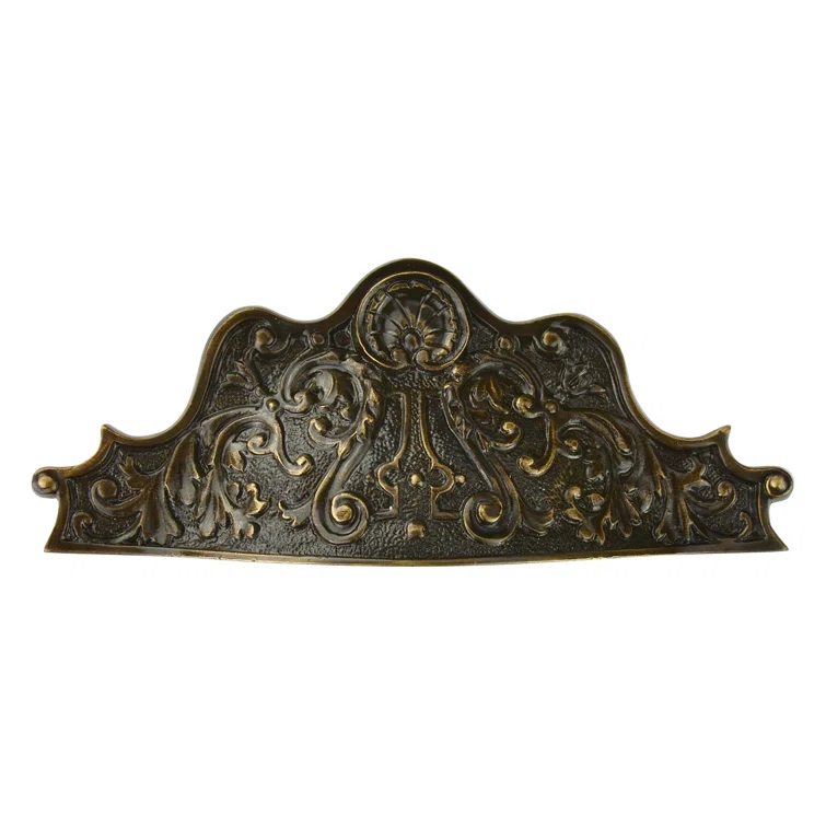 Dark Brass Ornate Traditional Cup Pull with Mounting Hardware