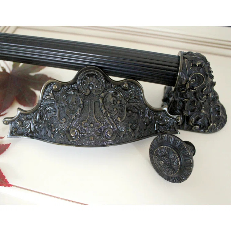 Dark Brass Ornate Traditional Cup Pull with Mounting Hardware