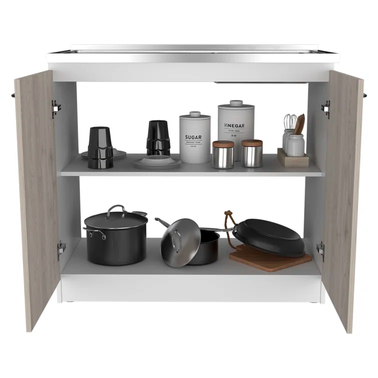 TUHOME Napoles Utility Sink Cabinet With Integrated Steel Sink