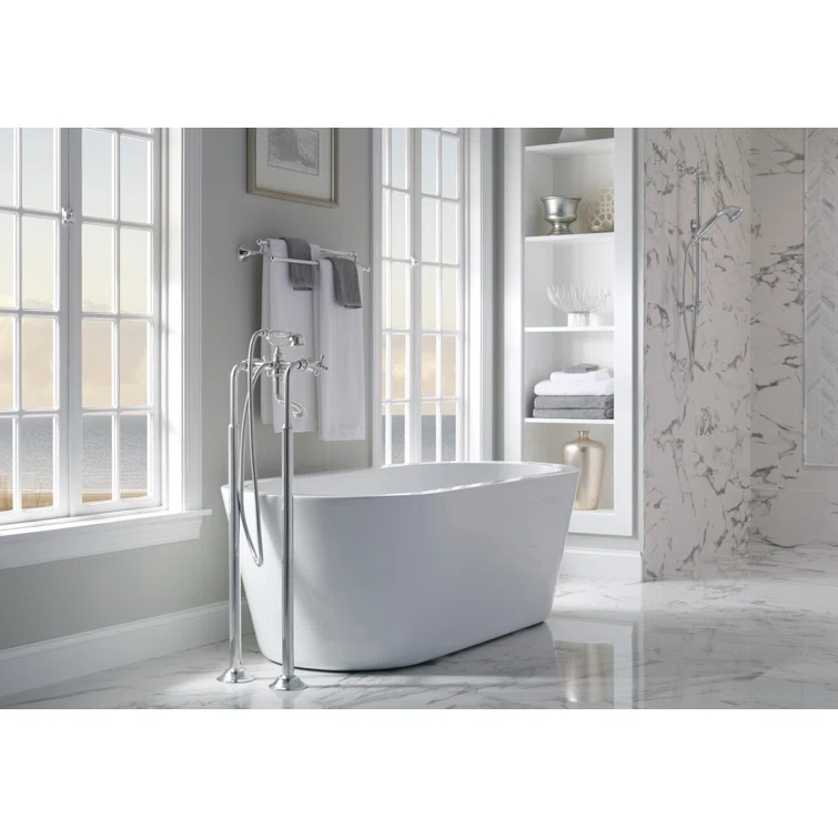 Polished Nickel Traditional Two-Handle Freestanding Tub Filler