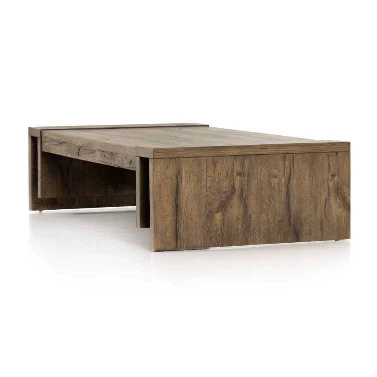 Rustic Fawn 60'' Rectangular Oak Veneer Coffee Table with Storage