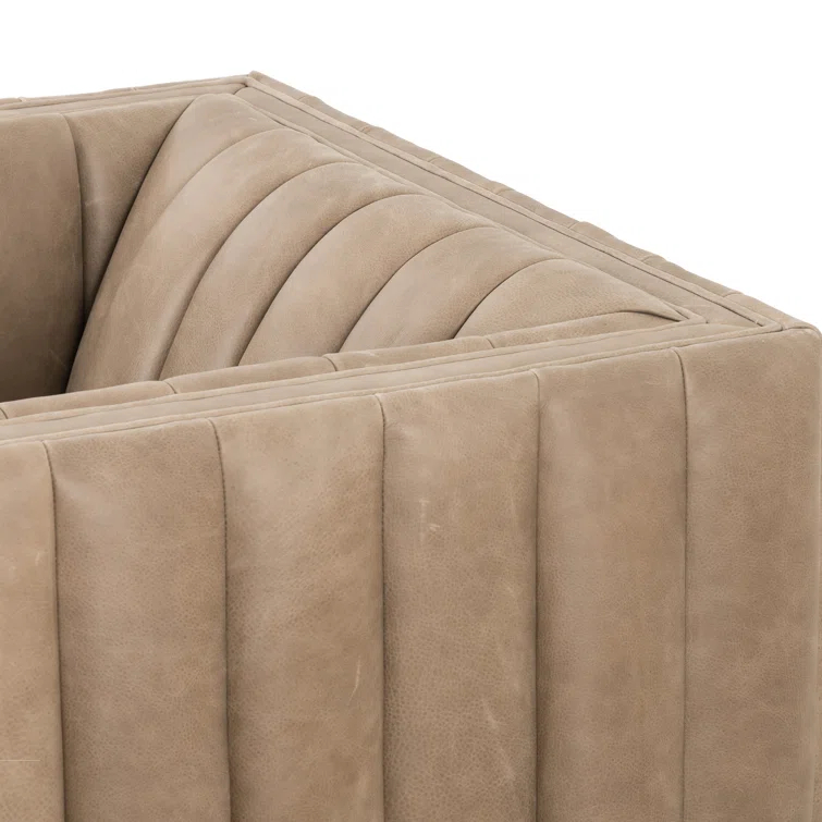 Palermo Drift Glove Leather Swivel Accent Chair in Brown
