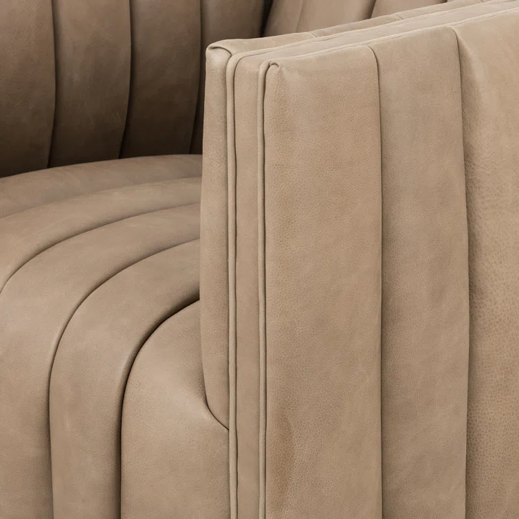 Palermo Drift Glove Leather Swivel Accent Chair in Brown
