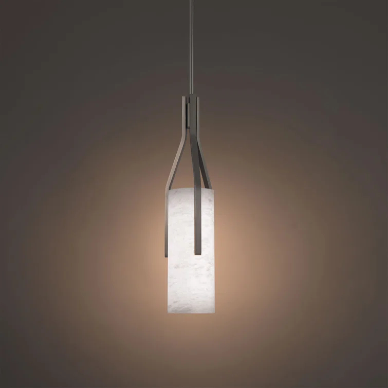 Firenze 1 - Light Dimmable Cylinder LED Pendant With Alabaster Shade