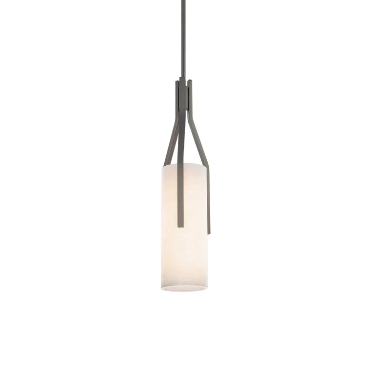 Firenze 1 - Light Dimmable Cylinder LED Pendant With Alabaster Shade