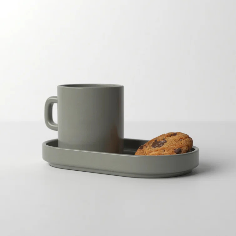 PILAR Stoneware Espresso Cup with Tray