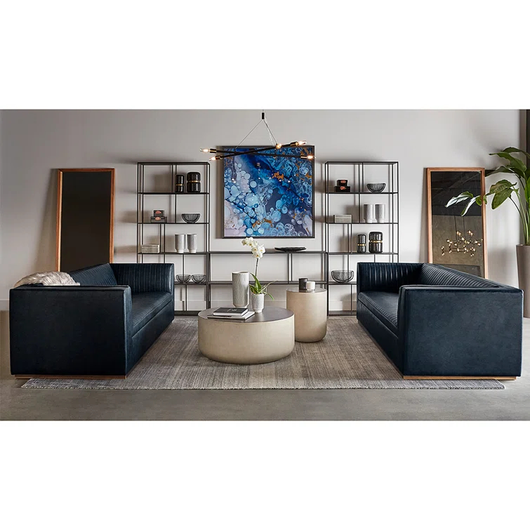 Contemporary Round Grey and Timber Brown Wood Coffee Table