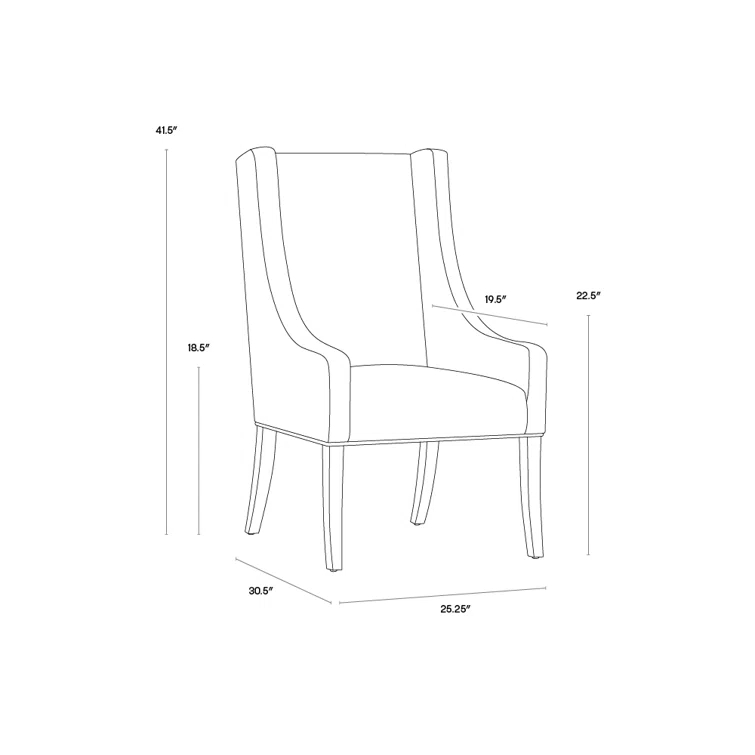 Elegant Wingback Upholstered Arm Chair in Piccolo Prosecco with Smoked Brown Legs