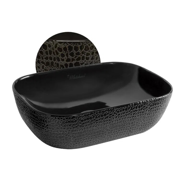 Whitehaus Collection Isabella Plus 15.75'' Black Vitreous China Rectangular Bathroom Sink