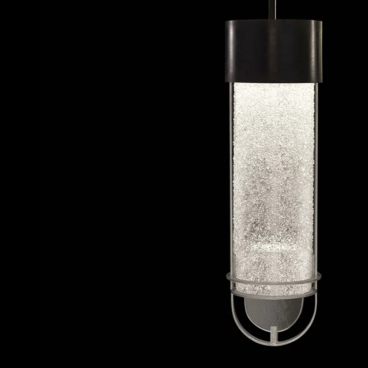 Bond Black/Silver LED Glass Island Pendant with Clear Detail