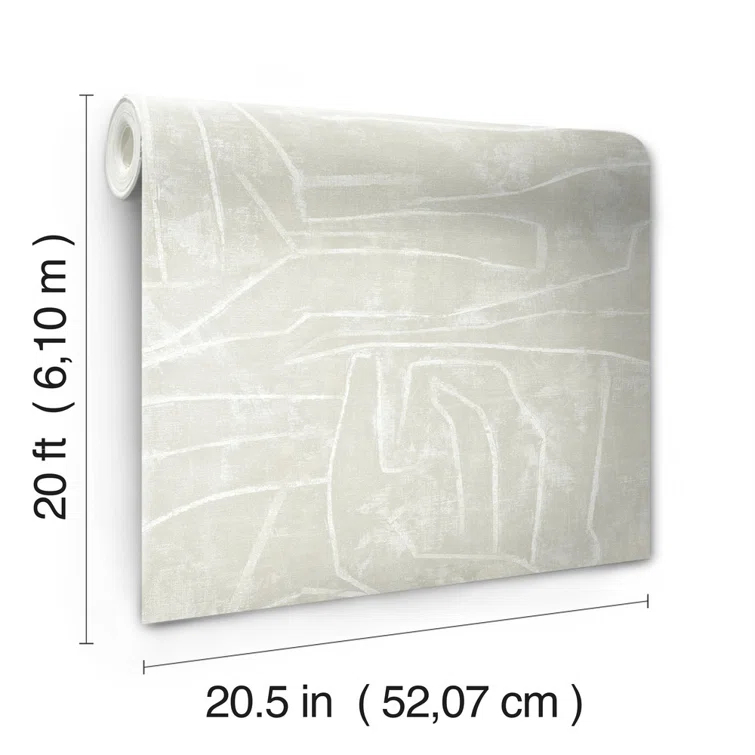 Beige Abstract Vinyl Peel and Stick Wallpaper Roll