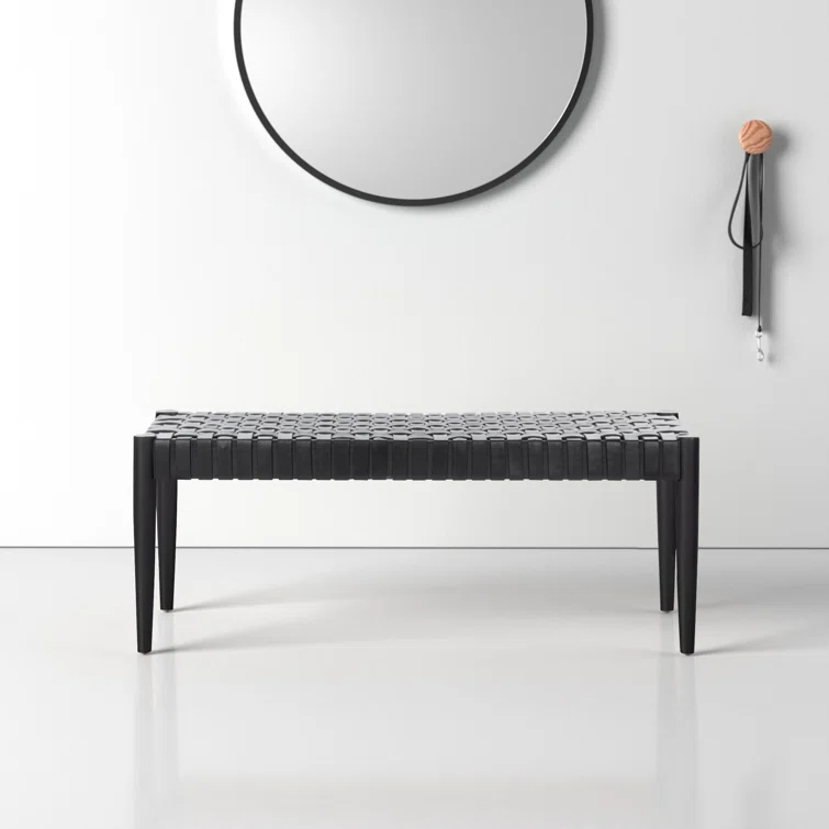 Orin 47" Woven Leather Bench
