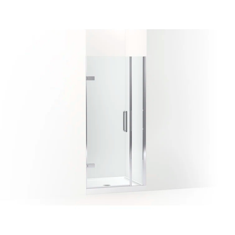 Composed 33-5/8-In34-3/8-In W X 71-1/2-In H Frameless Pivot Shower Door With 3/8-In Crystal Clear Glass And Back-To-Back Vertical Door Pulls