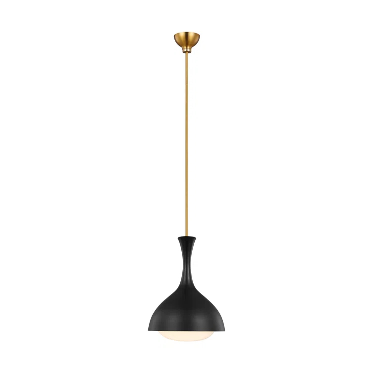 Lucerne 9'' Midnight Black and Burnished Brass Globe Pendant