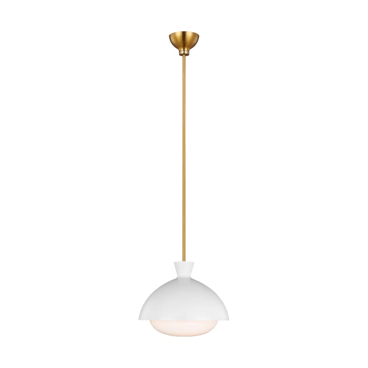 Lucerne Matte White and Burnished Brass Globe Pendant Light