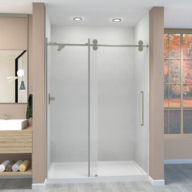 56.5 - 59" W x 80" H TruMotion® Technology Frameless Shower Door
