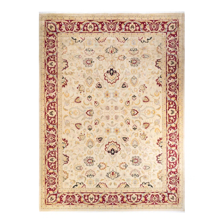 Solo Rugs Classic One-of-a-Kind Hand-Knotted New Age 10'3" x 14'1" Wool Area Rug in Ivory/Beige/Burgundy & Reviews | Perigold
