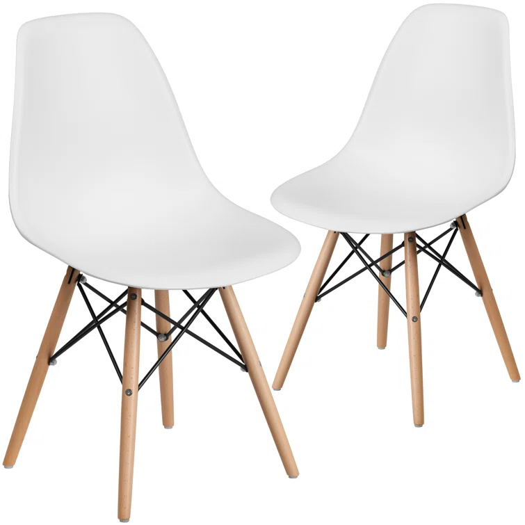 Chair with Wooden Legs for Versatile Kitchen, Dining Room, Living Room, Library or Desk Use (Set of 2)
