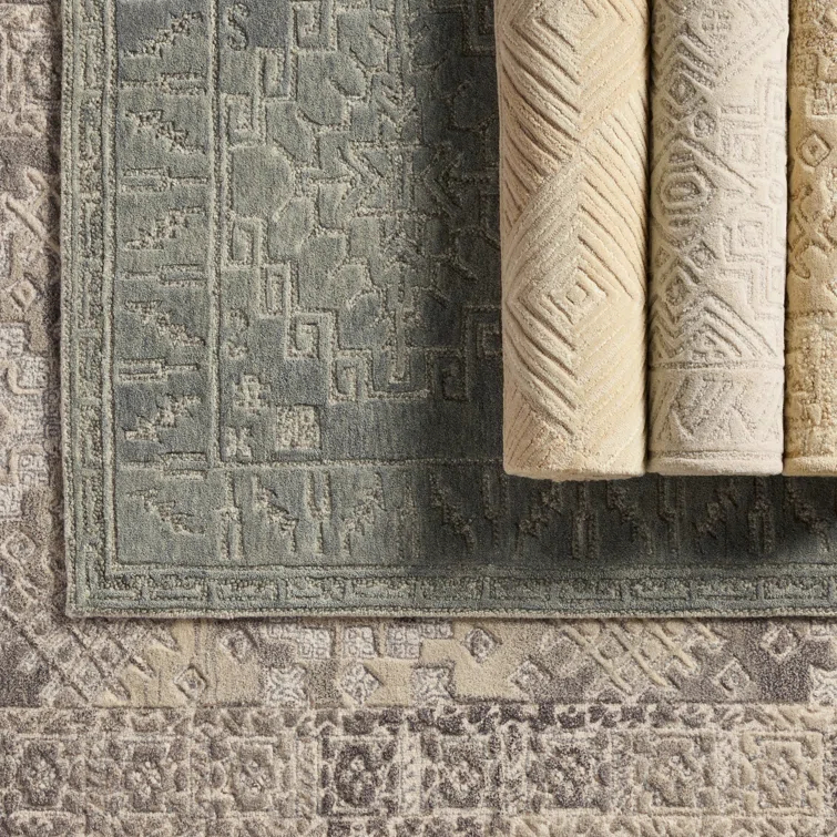 Wool Oriental Area Rug in Beige