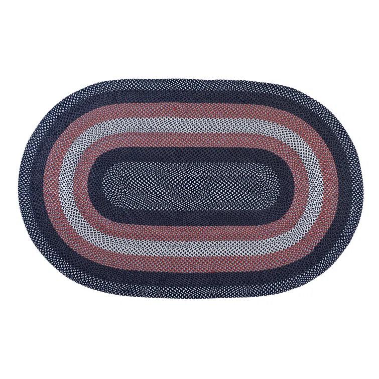 Enika Hand Braided Red/Blue Area Rug