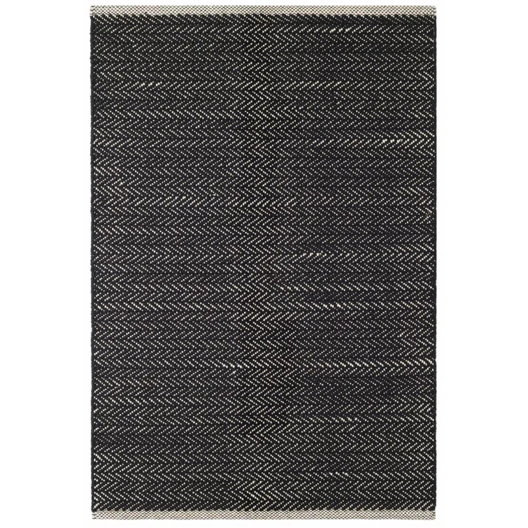 Herringbone Black Handwoven Cotton Rug