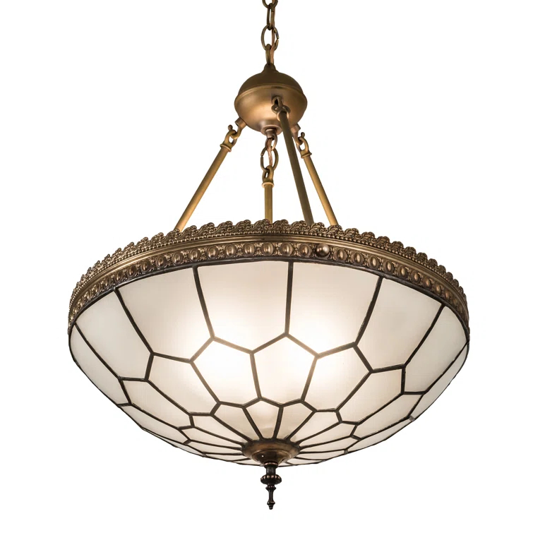 Vincent Honeycomb 3-Light Antique Brass Ceiling Pendant