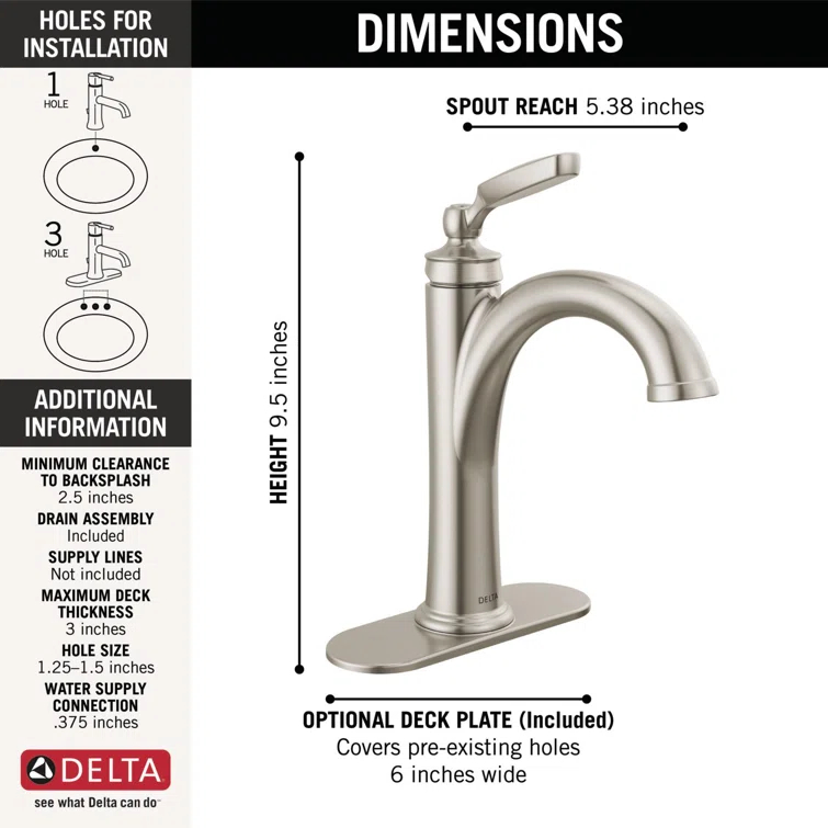 Woodhurst Single Hole Bathroom Faucet with Drain Assembly