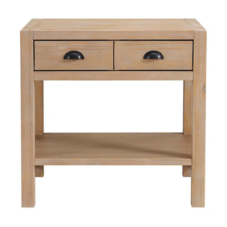 Arden 2-Drawer Wood Nightstand, Perfect for Modern Rustic, Boho or Traditional Bedroom, Functional and Stable Storage, 28W x 19D x 26 3/8H