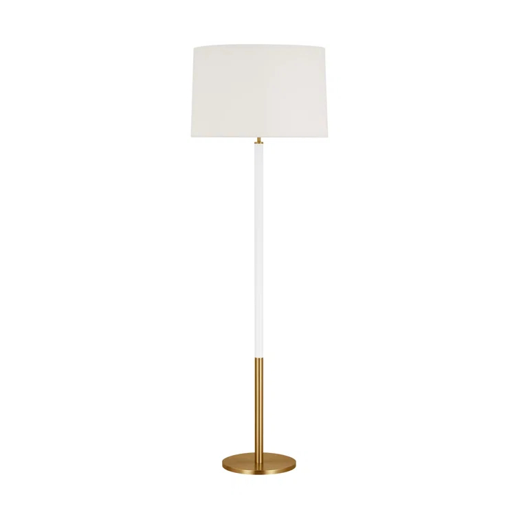Monroe 62" Burnished Brass LED Floor Lamp with White Shade