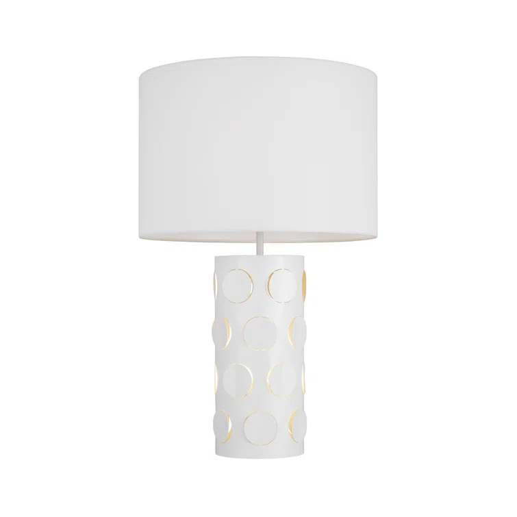 Dottie Matte White LED Table Lamp with Linen Shade