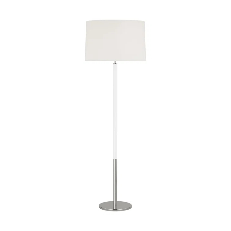 Elegant Monroe Polished Nickel Floor Lamp with White Drum Shade