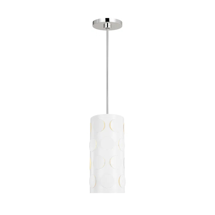 Dottie Polished Nickel 16" Drum Pendant with Playful Dot Motif